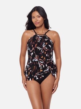 Magicsuit Chrysalis Parker Halter Swim Dress Butterfly Print Size 14 NWT